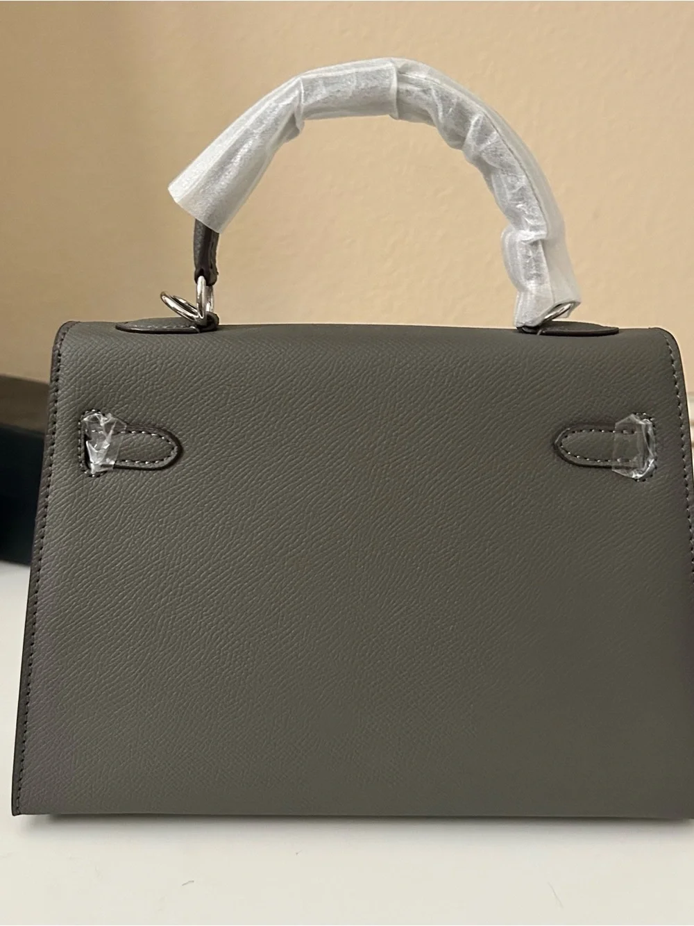 22cm Dark Gray Epsom Leather Top-Handle Satchel